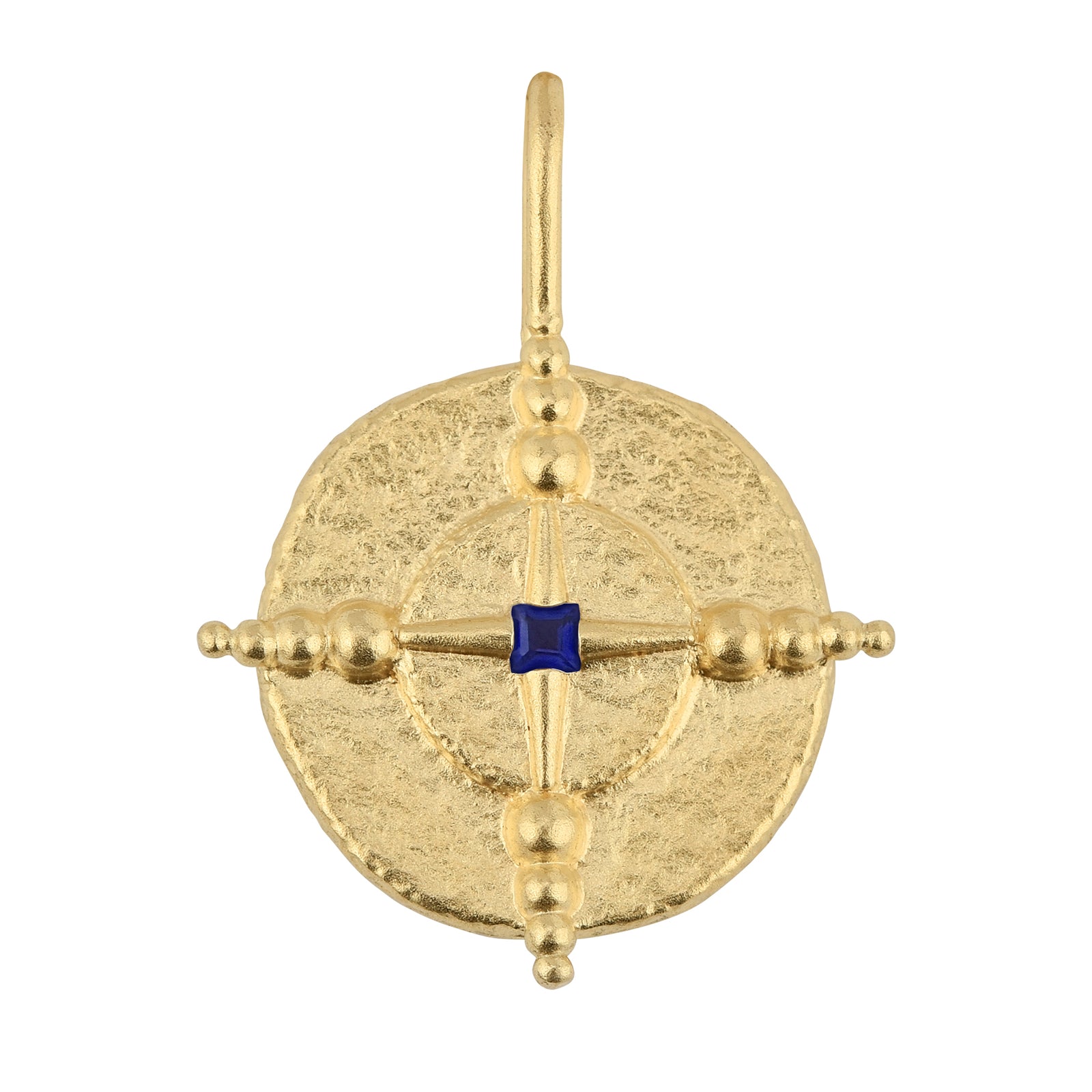 North Star Medallion Charm 14K Gold Plate & Lapis Lazuli