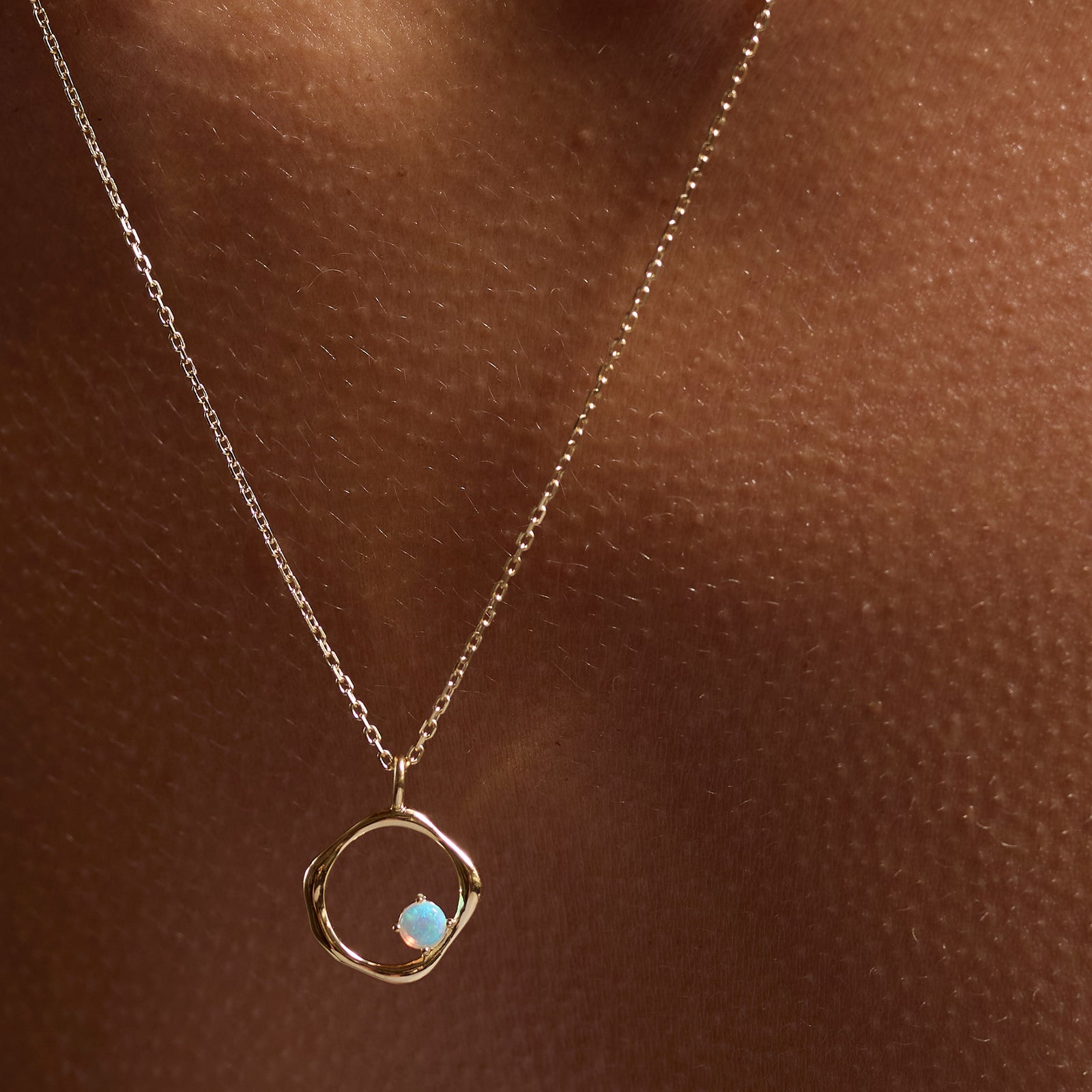 Story of Life Necklace 14K Gold Plate & Opal