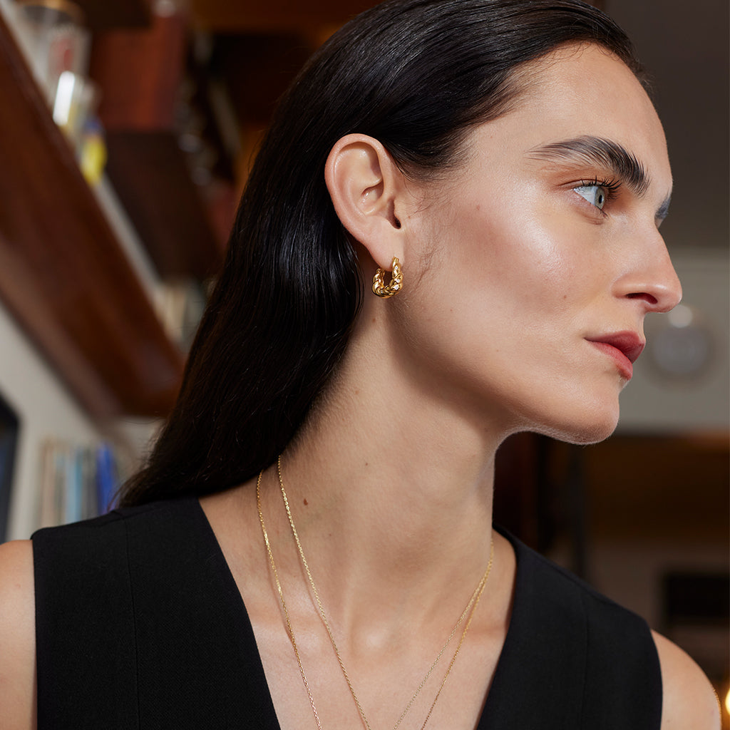 Blue Cave Earrings 14K Gold Plate