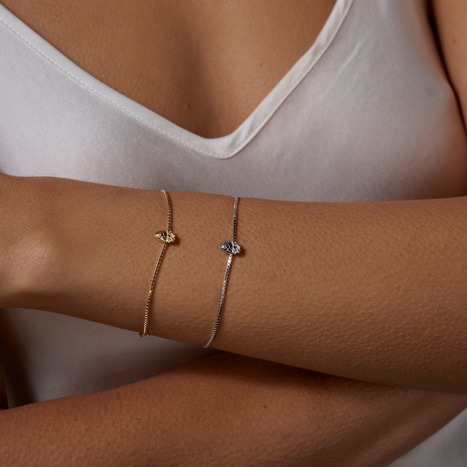 I Carry Your Heart Bracelet 14K Gold Plate & Silver Set