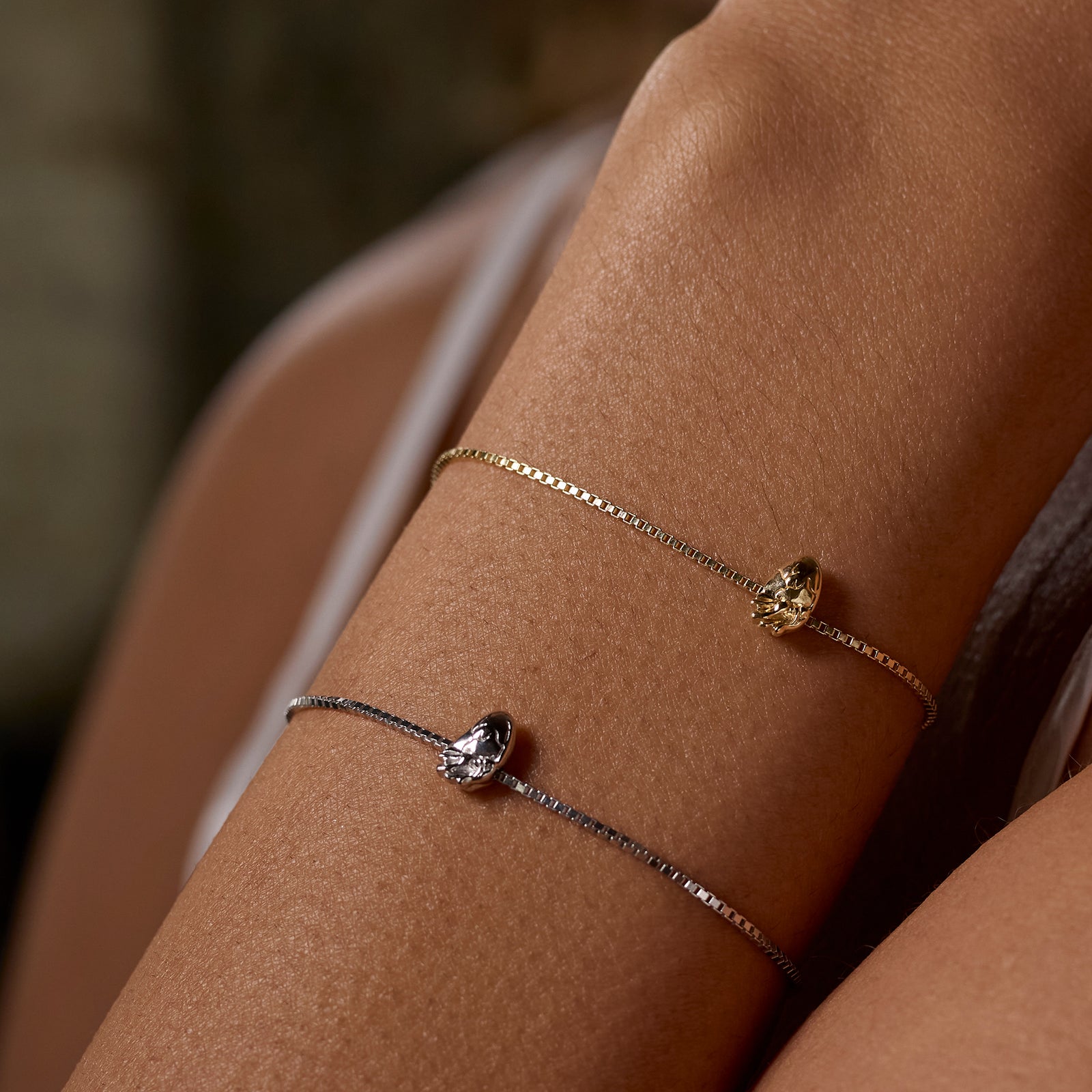 I Carry Your Heart Bracelet 14K Gold Plate & Silver Set