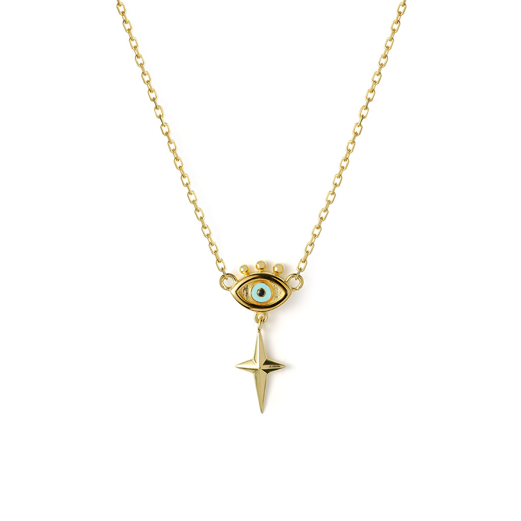 The Guiding Eye Necklace 14K Gold Plate & Enamel