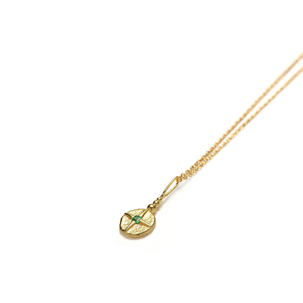 North Star Necklace Solid Gold & Emerald