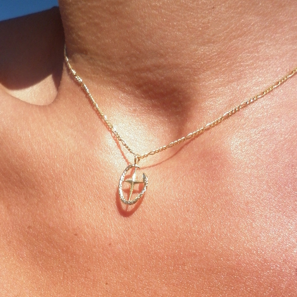 Shield Of Athena Necklace 14K Gold Plate