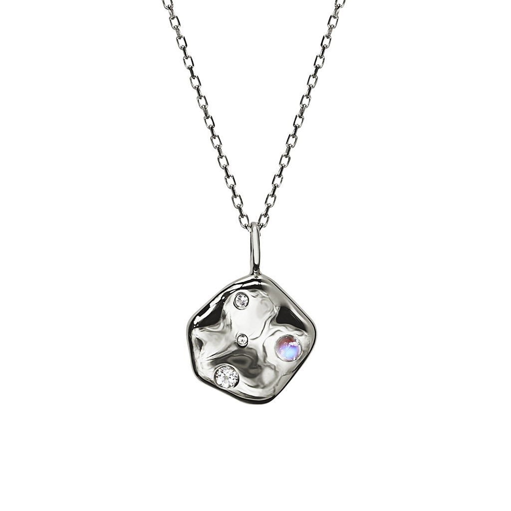 Cosmos Solstice Medallion | Silver, White Topaz &amp; Rainbow Moonstone