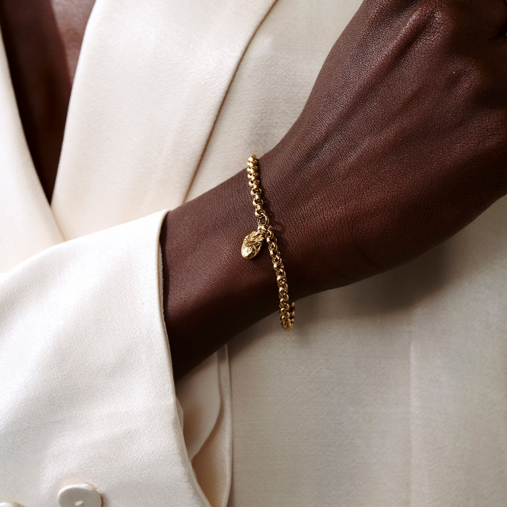 I Carry Your Heart Rollo Chain Bracelet 14K Gold Plate