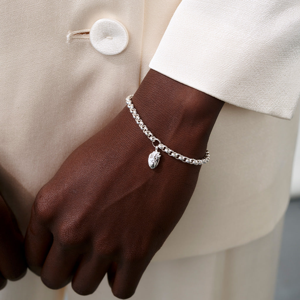 I Carry Your Heart Rollo Chain Bracelet Silver