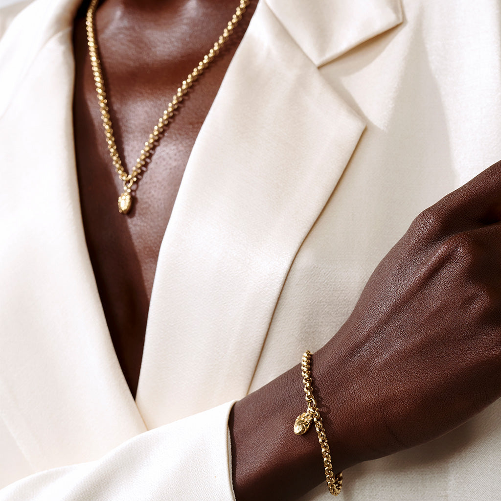 I Carry Your Heart Rollo Chain Necklace 14K Gold Plate