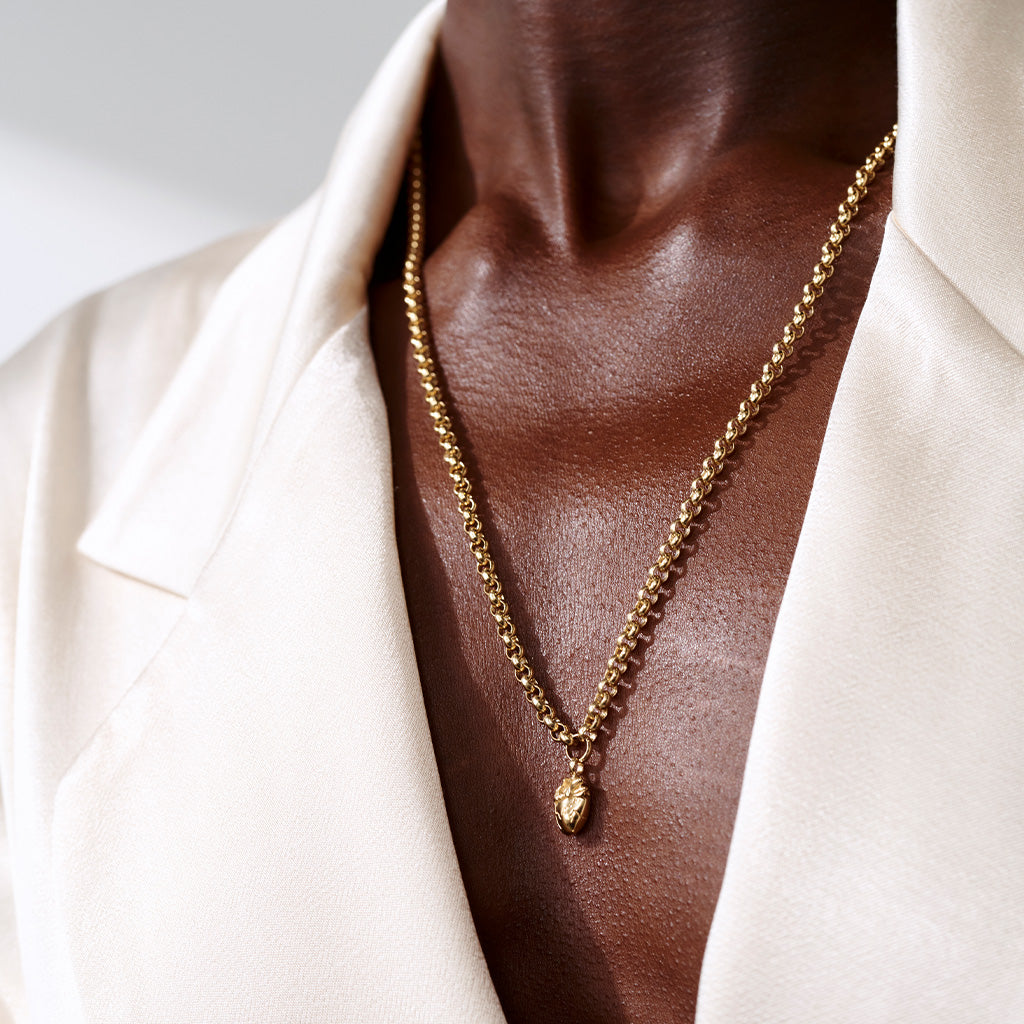 I Carry Your Heart Rollo Chain Necklace 14K Gold Plate