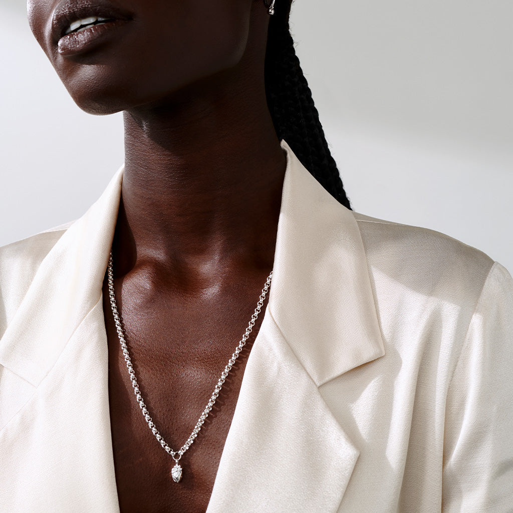 I Carry Your Heart Rollo Chain Necklace Silver