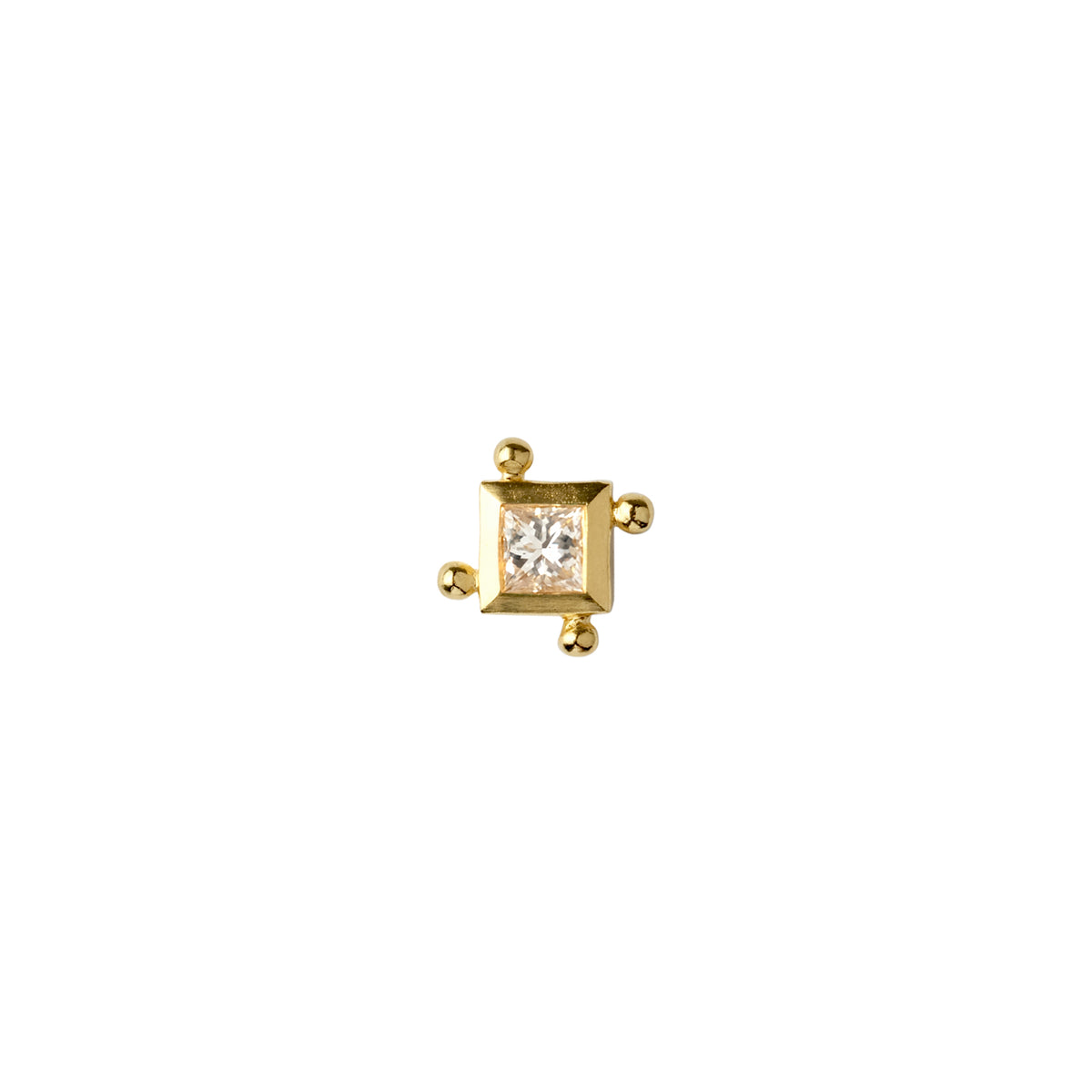 Four Corners Stud Solid Gold &amp; Diamond