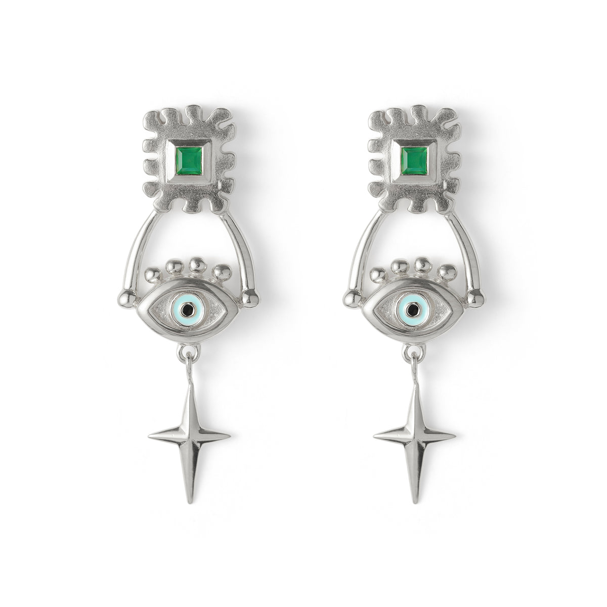 The Trio Guiding Eye Earrings Silver