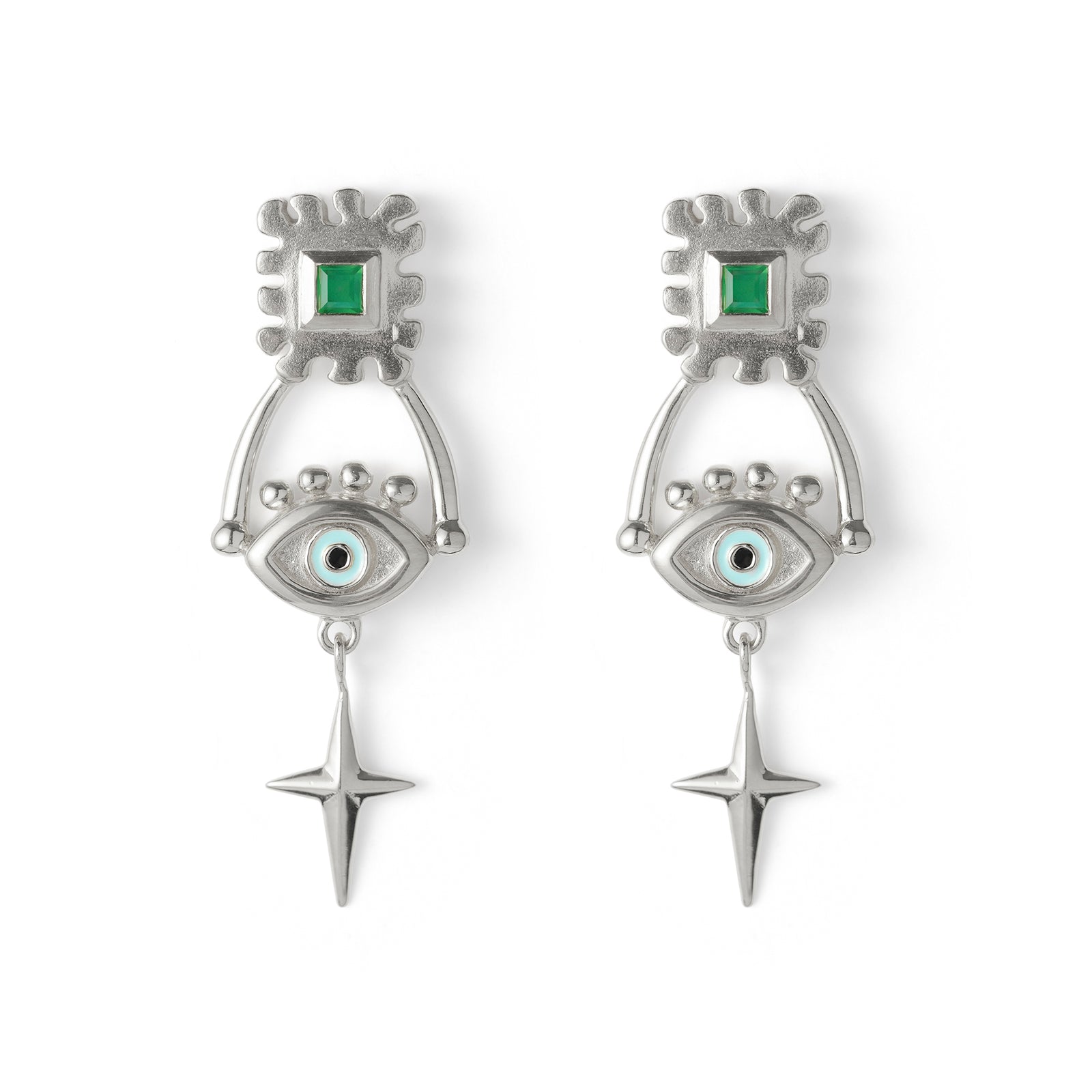 The Trio Guiding Eye Earrings Silver