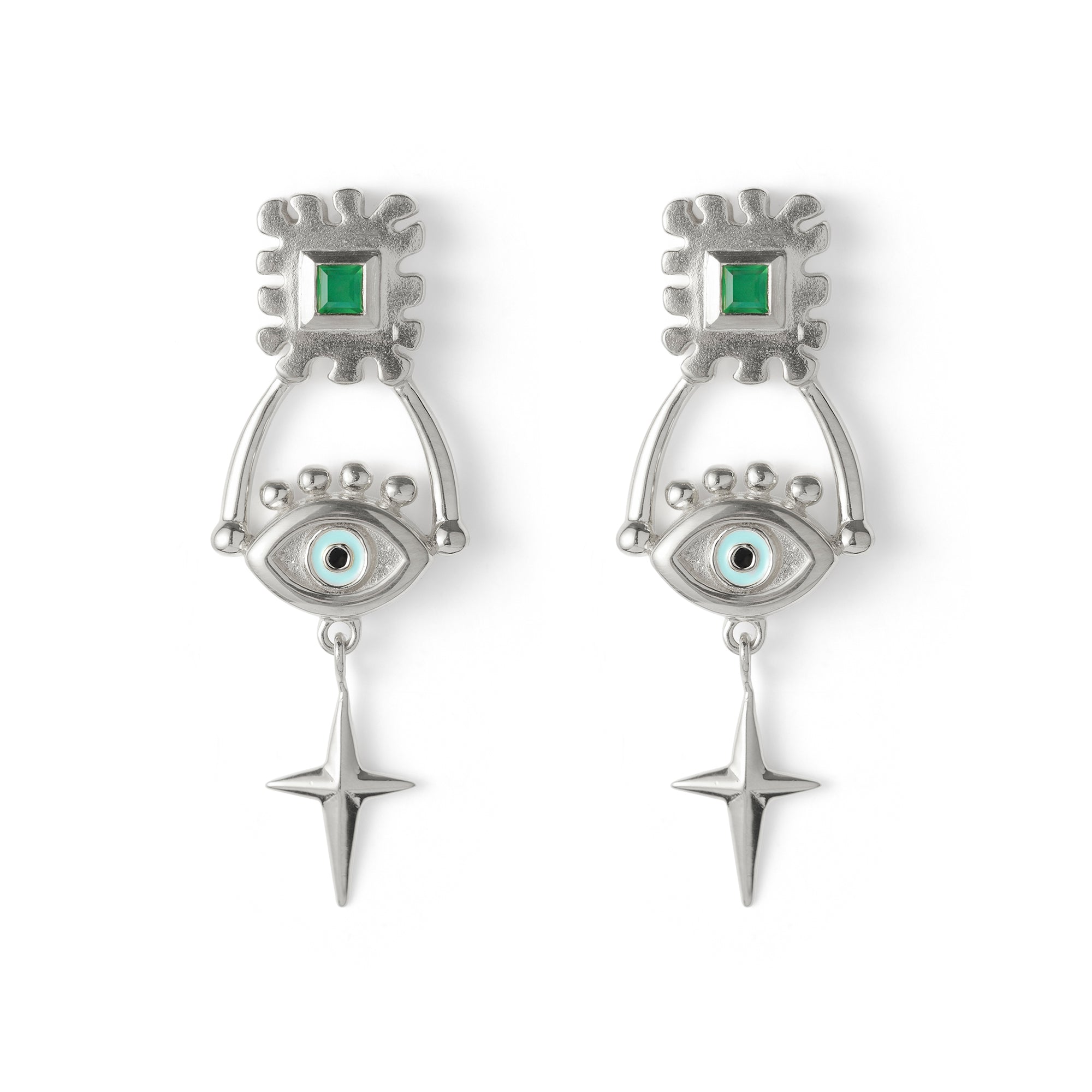 The Trio Guiding Eye Earrings Silver