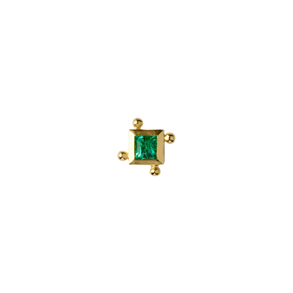 Four Corners Stud Solid Gold &amp; Emerald