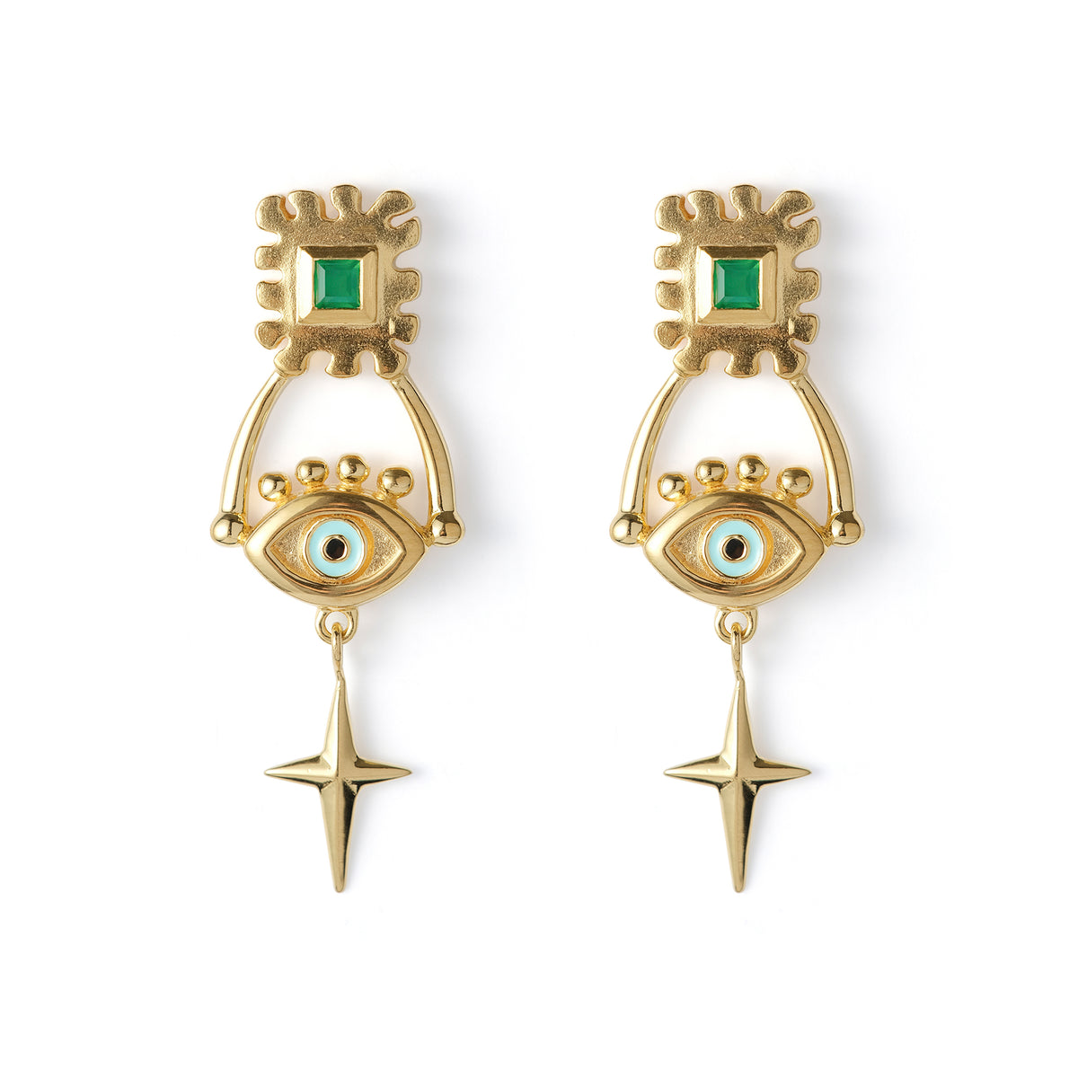 The Trio Guiding Eye Earrings 14K Gold Plate