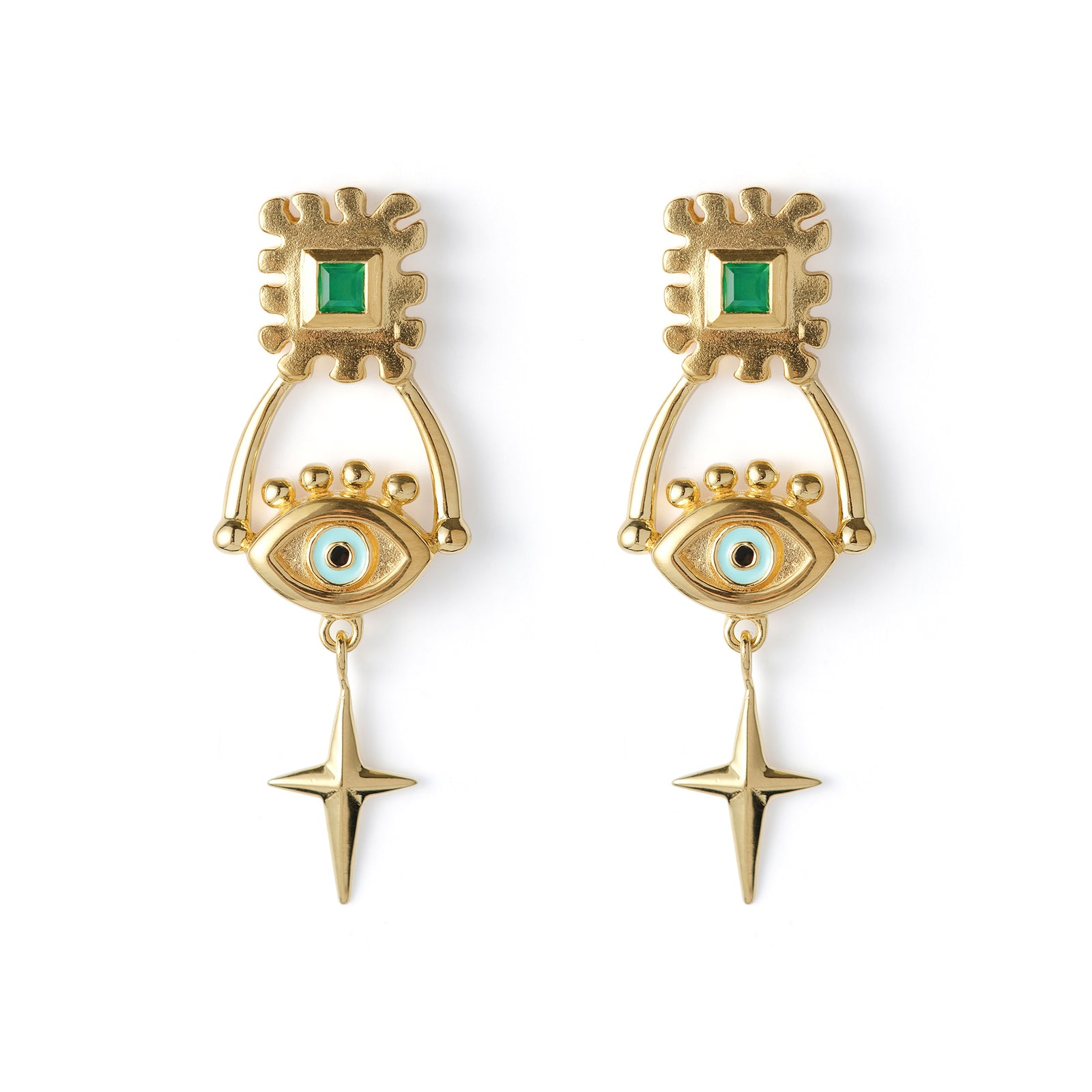 The Trio Guiding Eye Earrings 14K Gold Plate