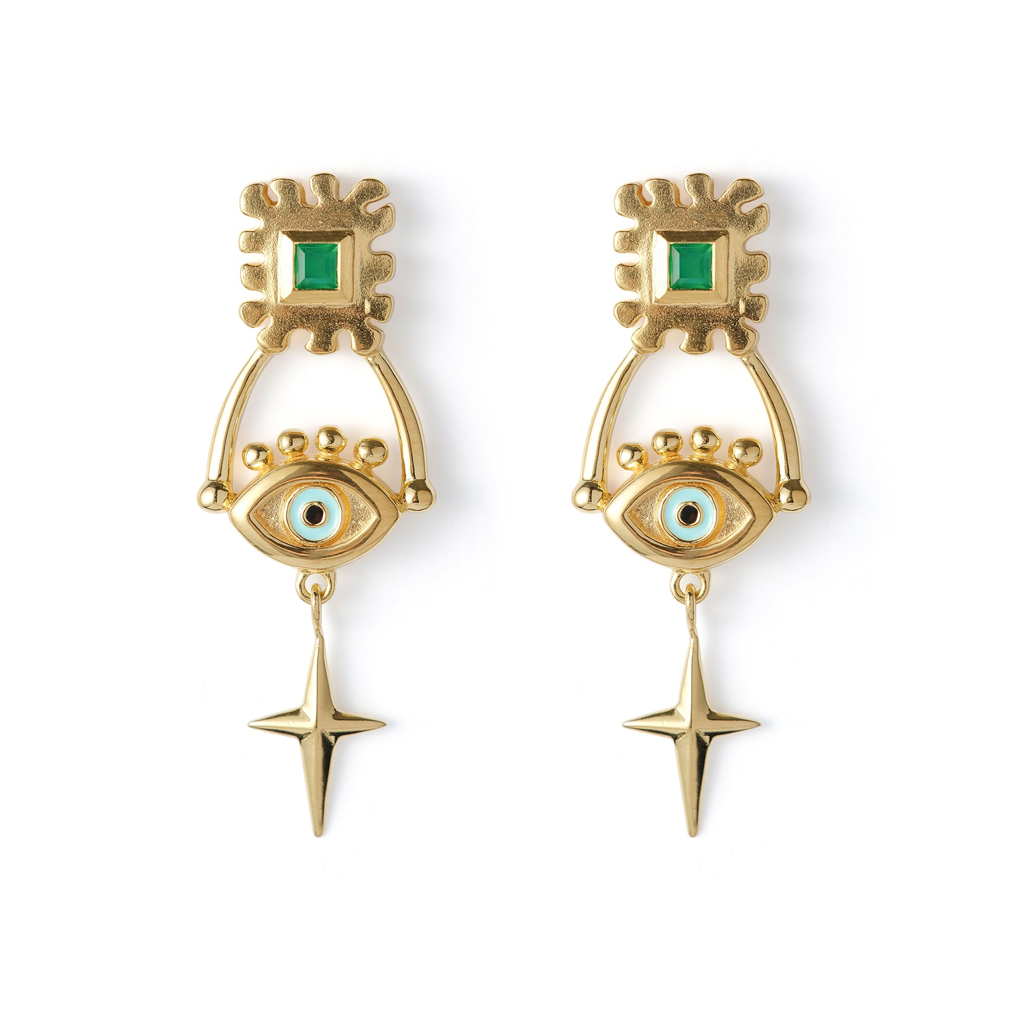 The Trio Guiding Eye Earrings 14K Gold Plate