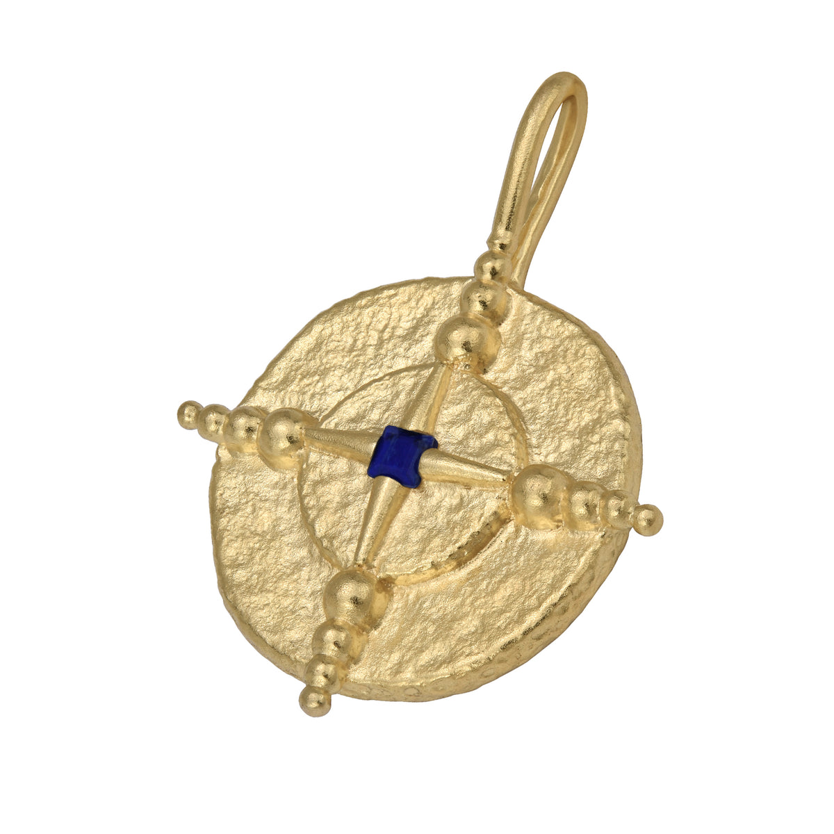 North Star Medallion Charm 14K Gold Plate &amp; Lapis Lazuli