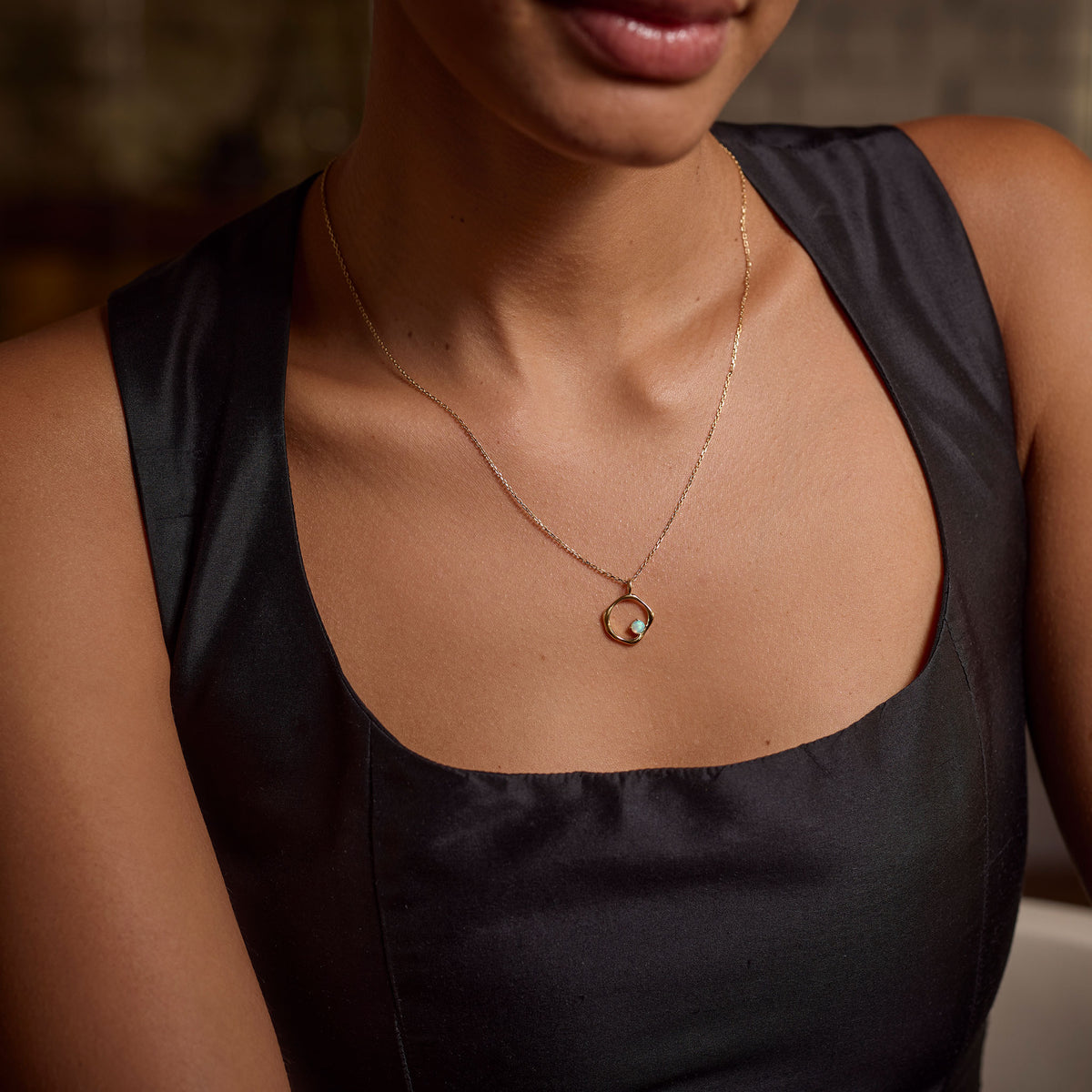 Story of Life Necklace 14K Gold Plate & Opal