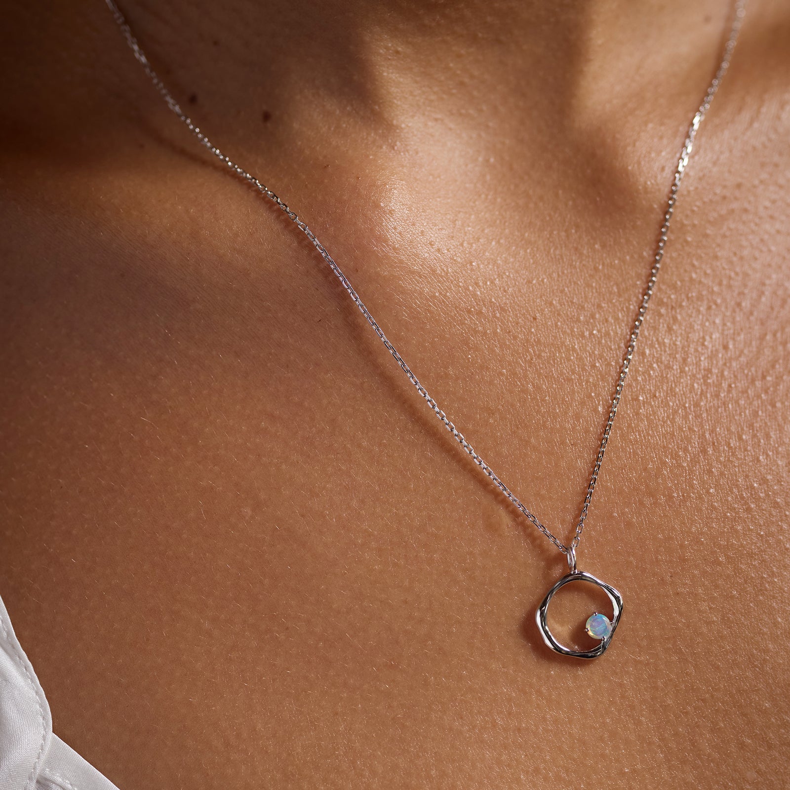 Story of Life Necklace Silver & Opal