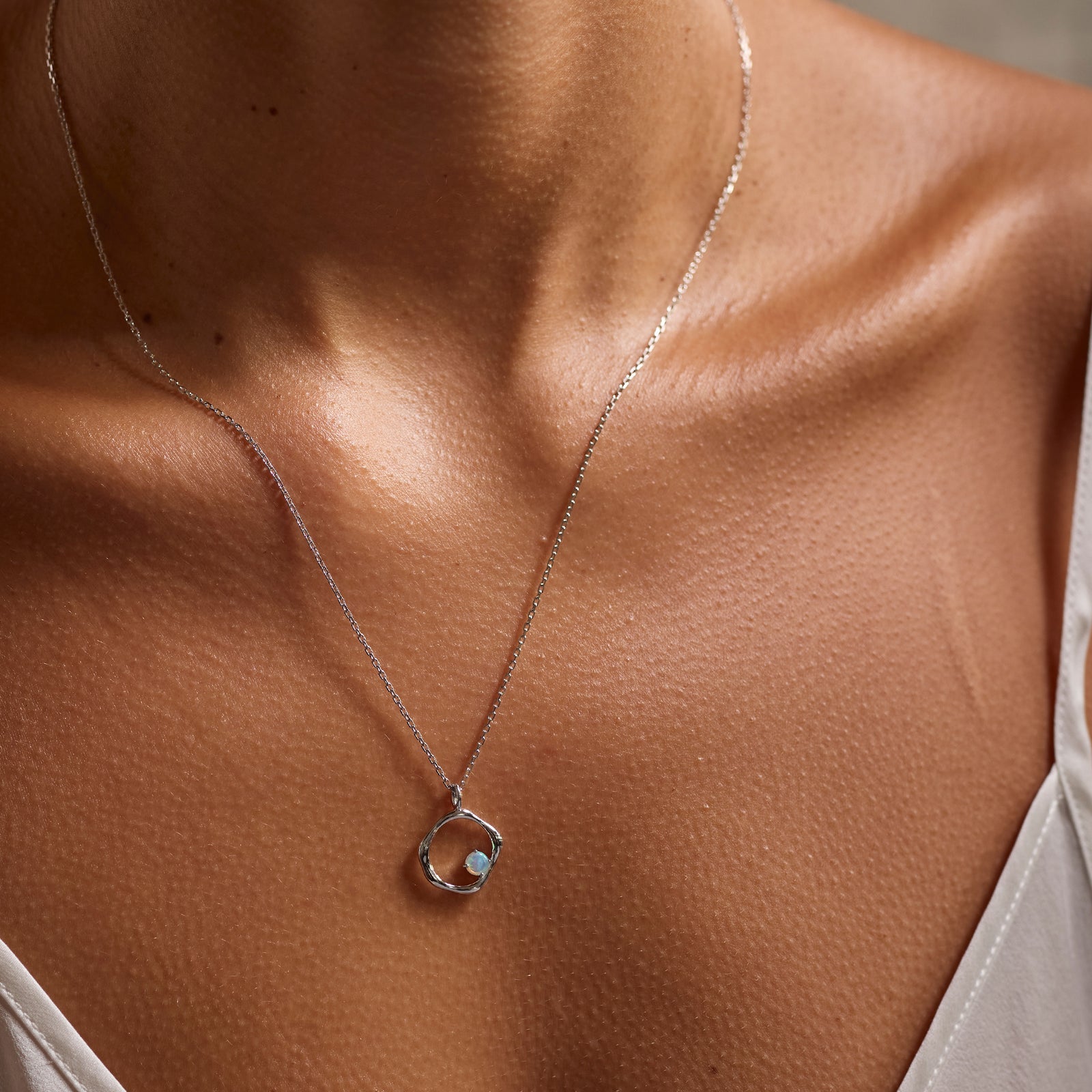 Story of Life Necklace Silver & Opal