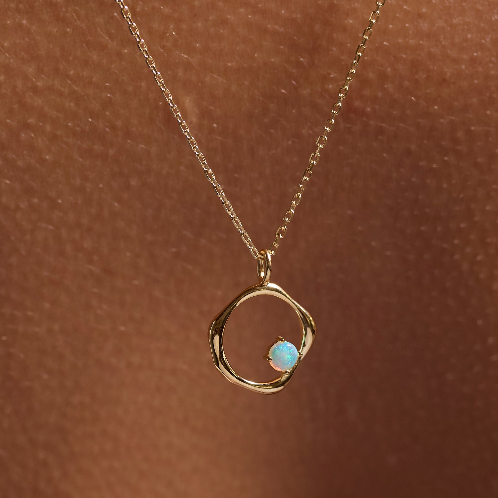 Story of Life Necklace 14K Gold Plate & Opal