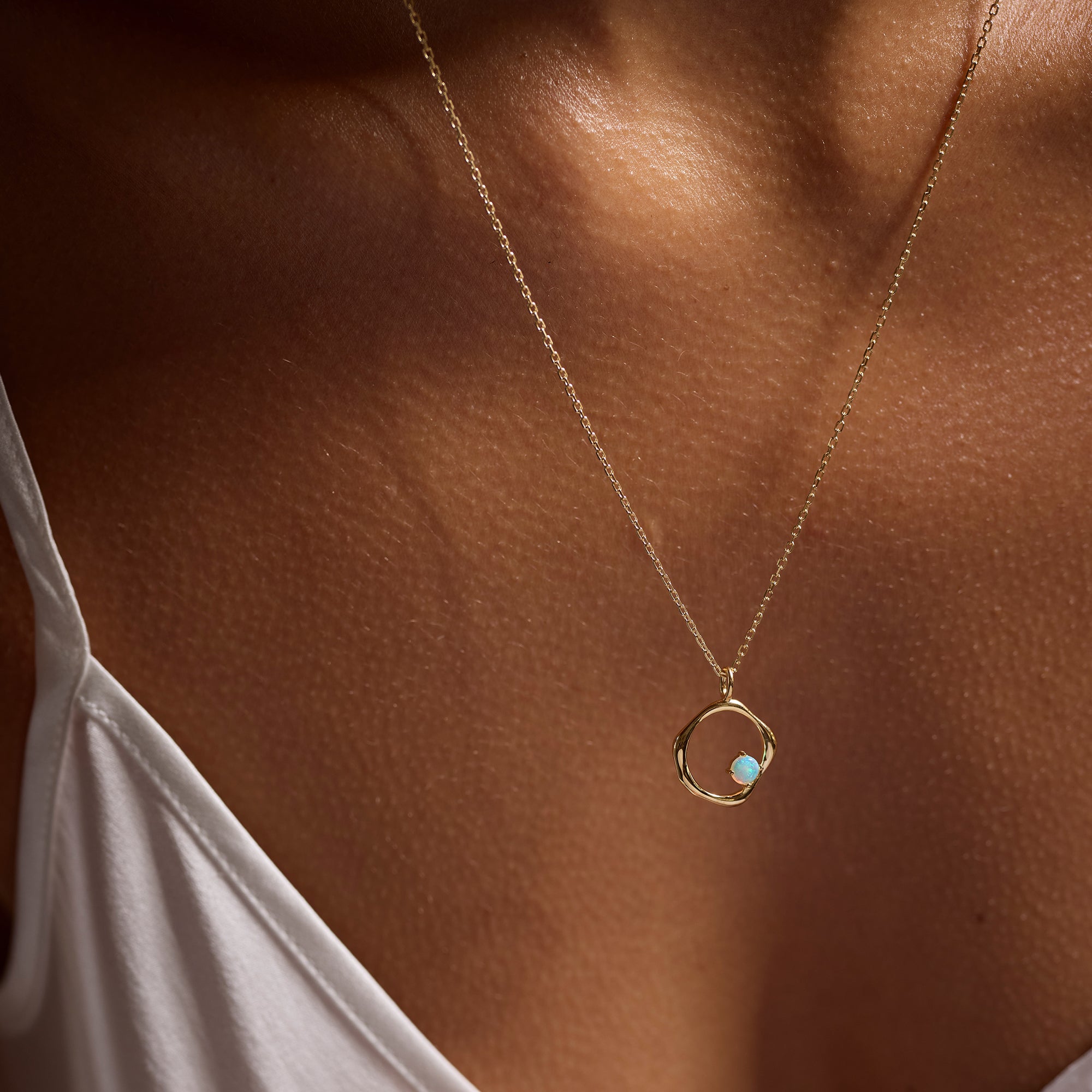 Story of Life Necklace 14K Gold Plate & Opal