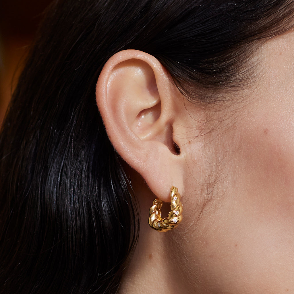 Blue Cave Earrings 14K Gold Plate