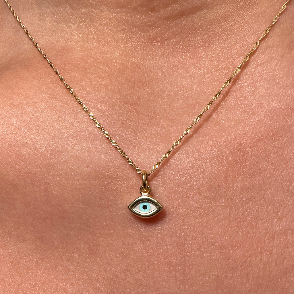 Mati Evil Eye Necklace Solid Gold