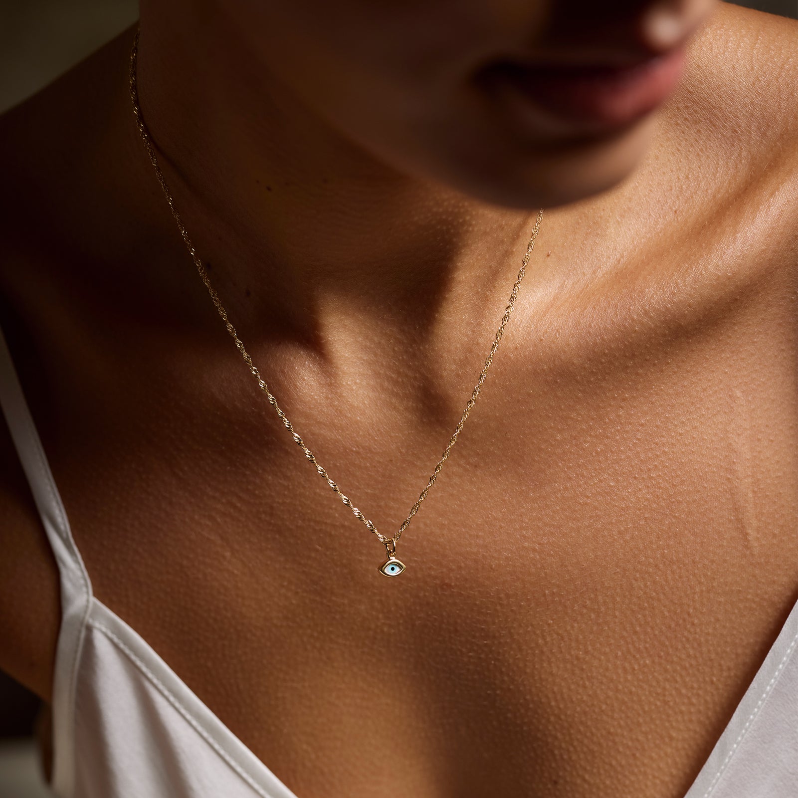 Mati Evil Eye Necklace 14K Gold Plate