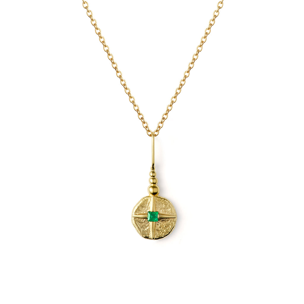 North Star Necklace | Solid Gold &amp; Emerald