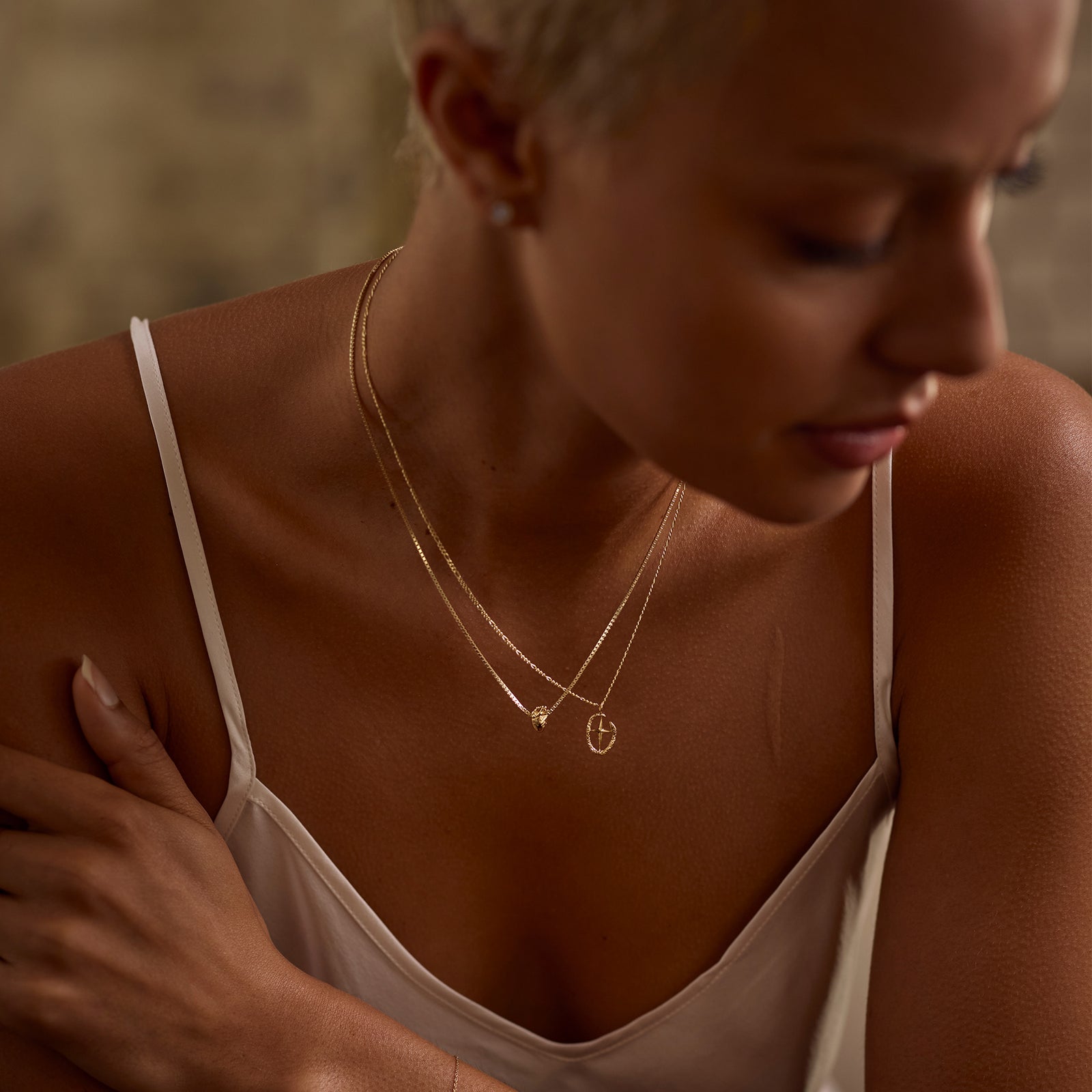 Shield Of Athena Necklace 14K Gold Plate