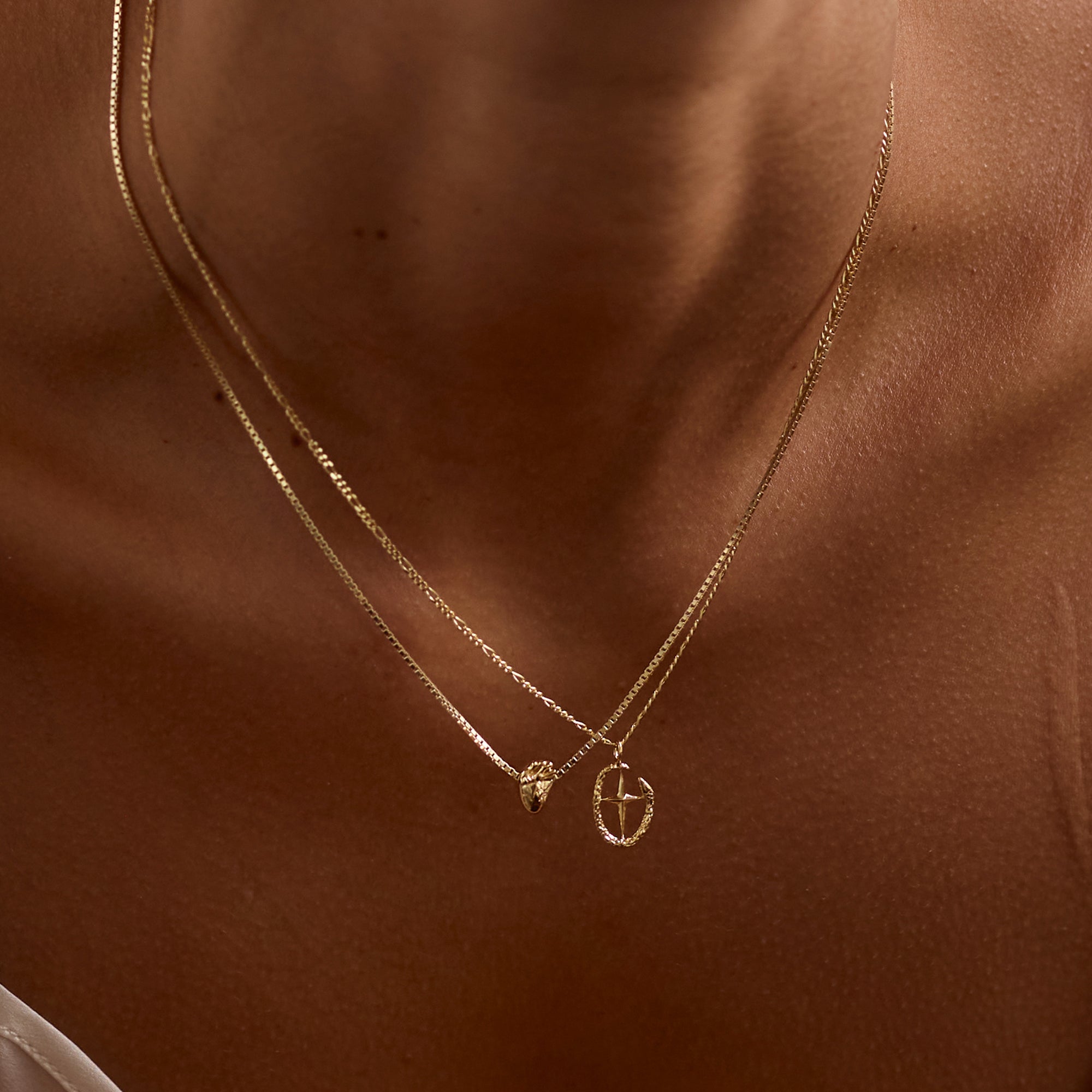 Shield of Athena & I Carry Your Heart Necklace 14K Gold Plate Set