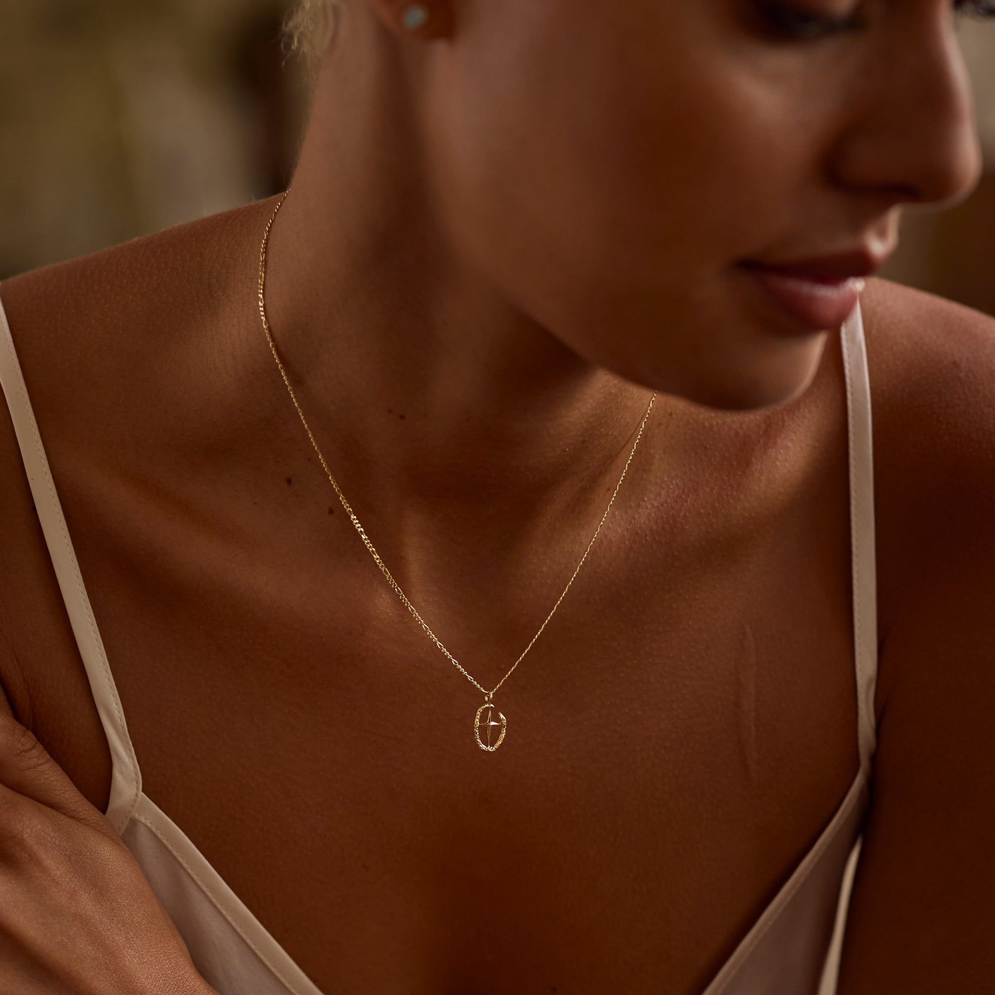 Shield of Athena & I Carry Your Heart Necklace 14K Gold Plate Set