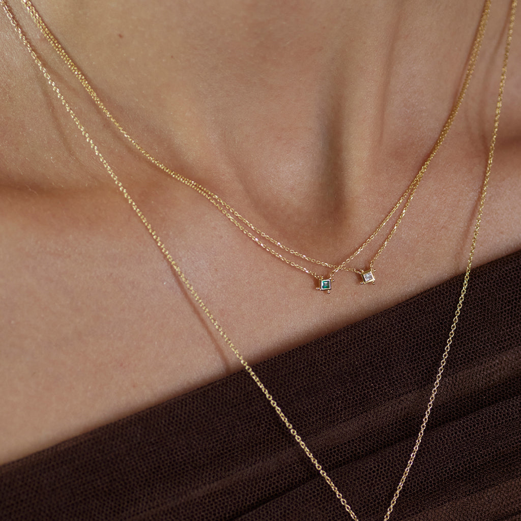 Four Corners Necklace Solid Gold &amp; Emerald