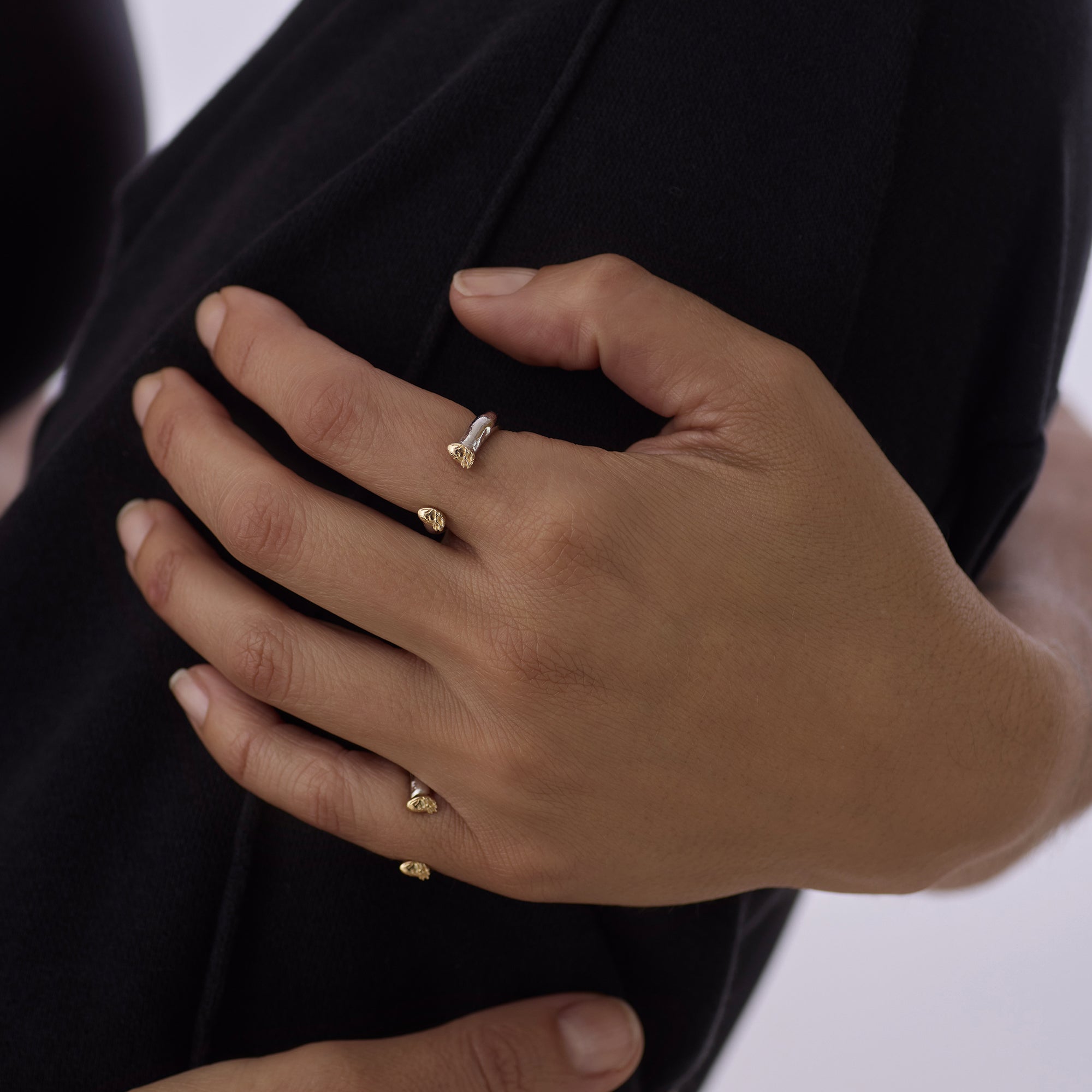 Two Hearts Ring Solid Gold & Silver