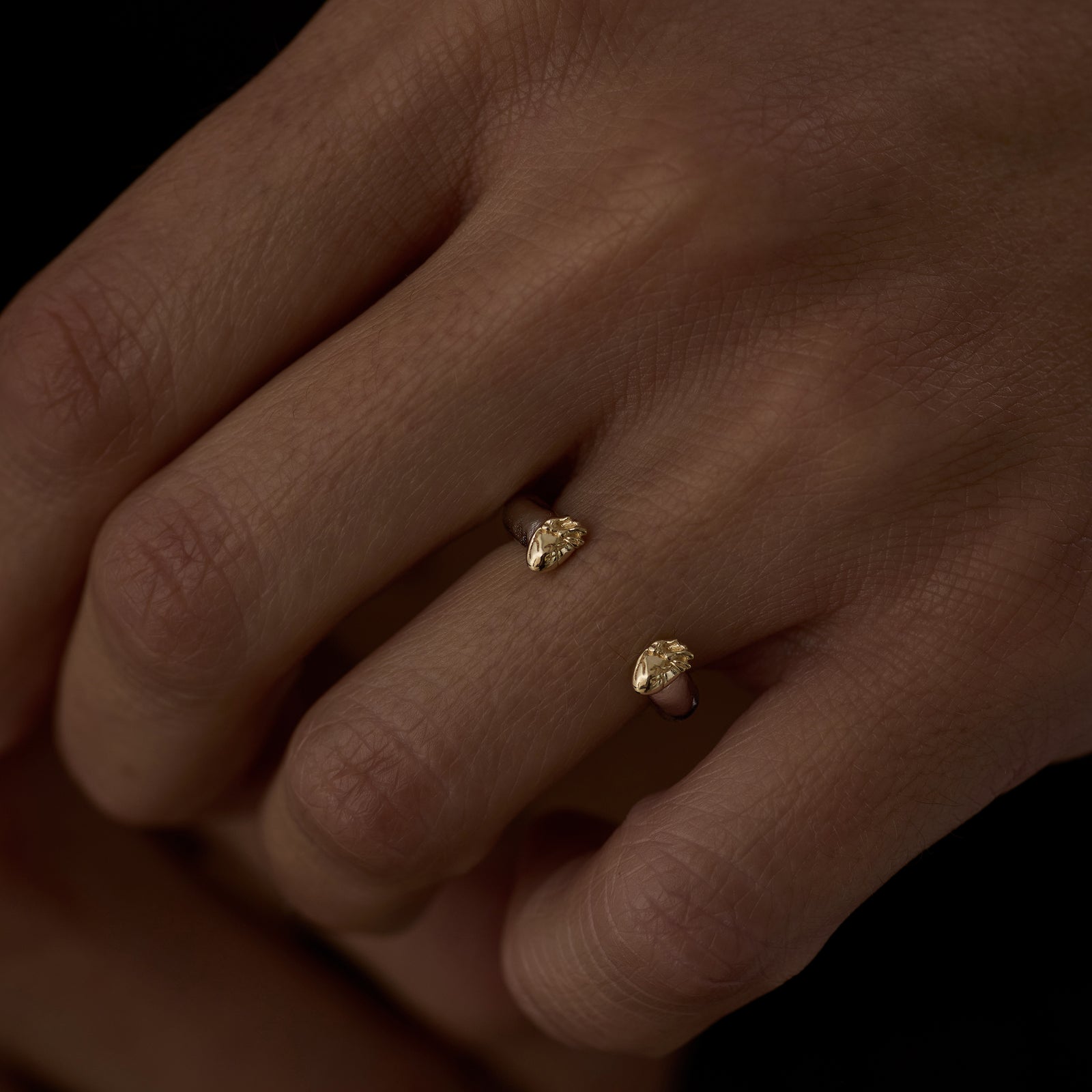 Two Hearts Ring Solid Gold & Silver