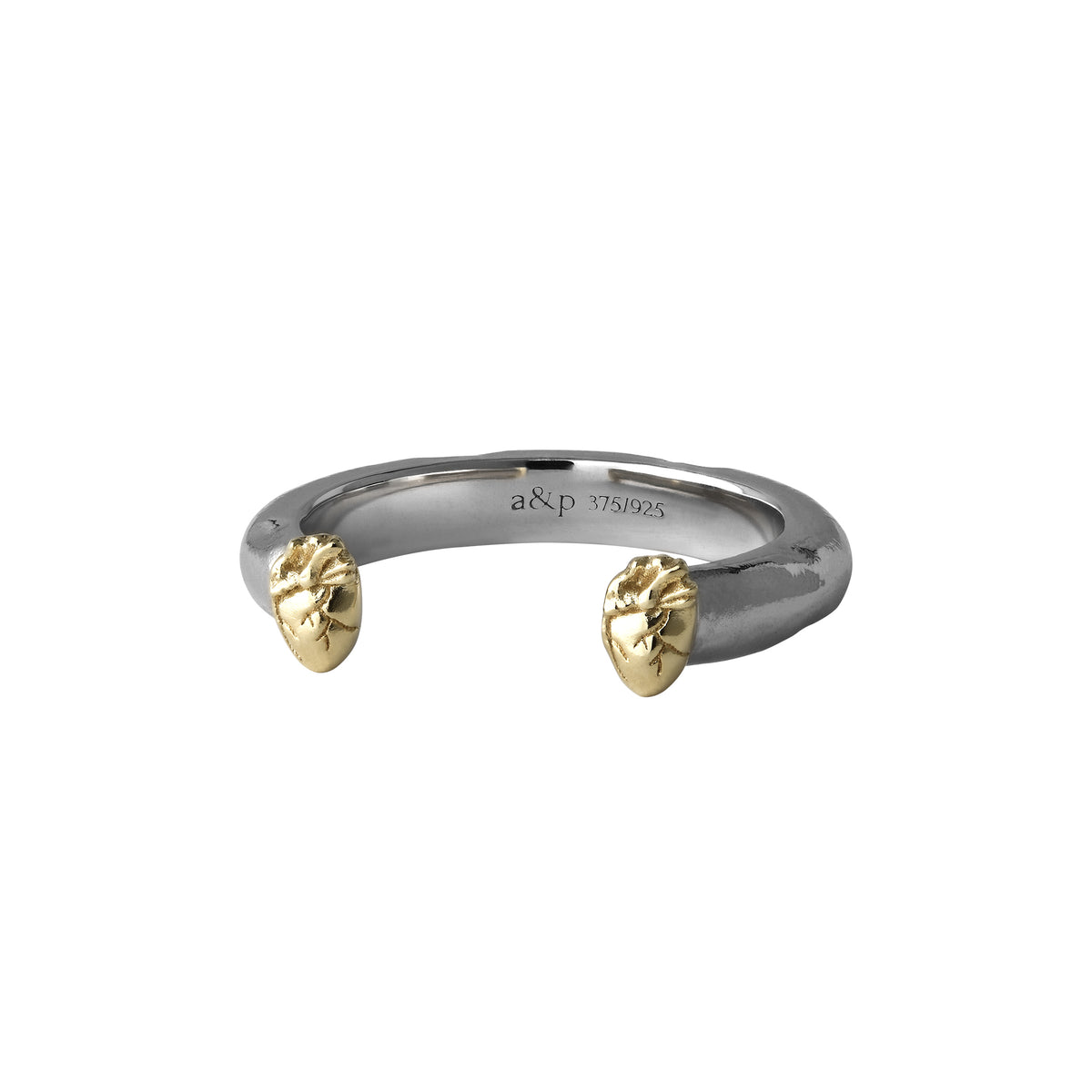 Two Hearts Ring Solid Gold &amp; Silver