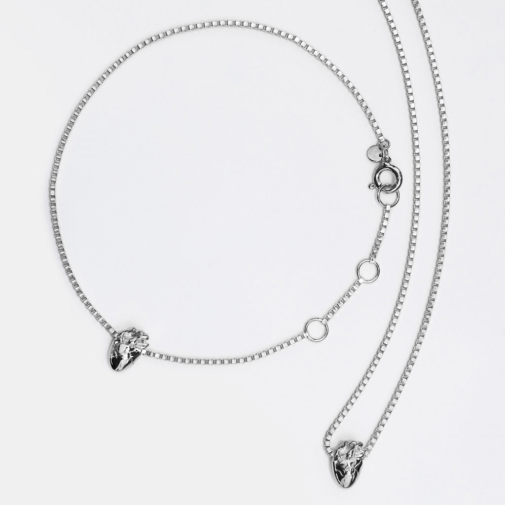I Carry Your Heart Bracelet + Necklace Silver Set