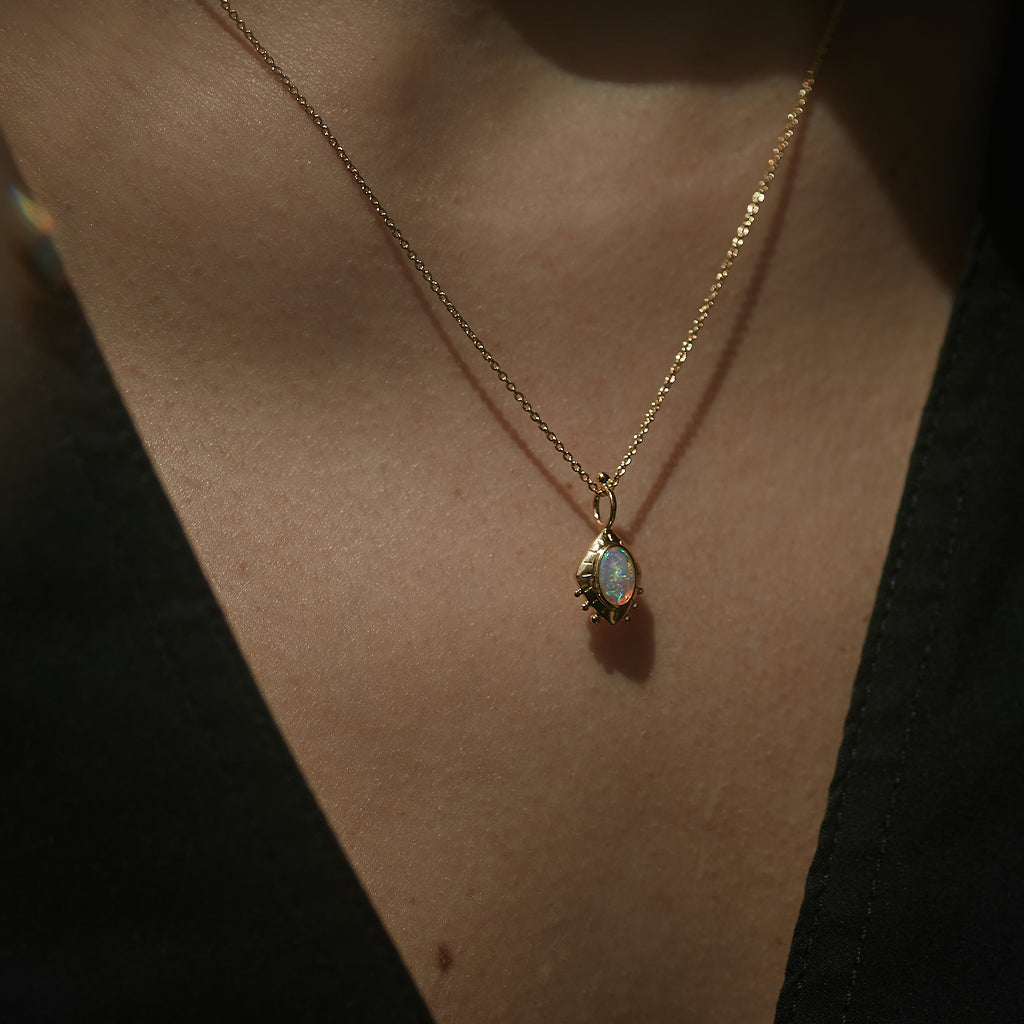 Eye Of The Cosmos Necklace Solid Gold & Australian Opal