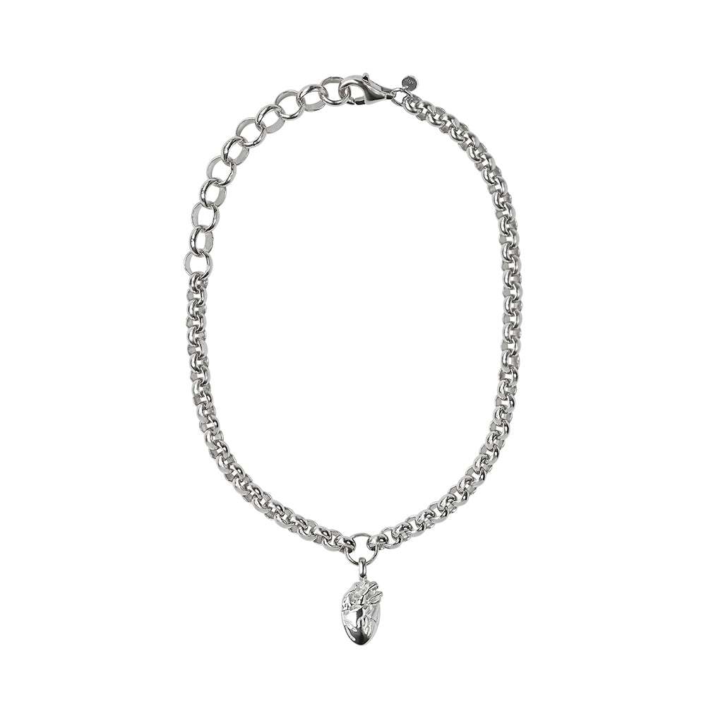 I Carry Your Heart Rollo Chain Bracelet Silver