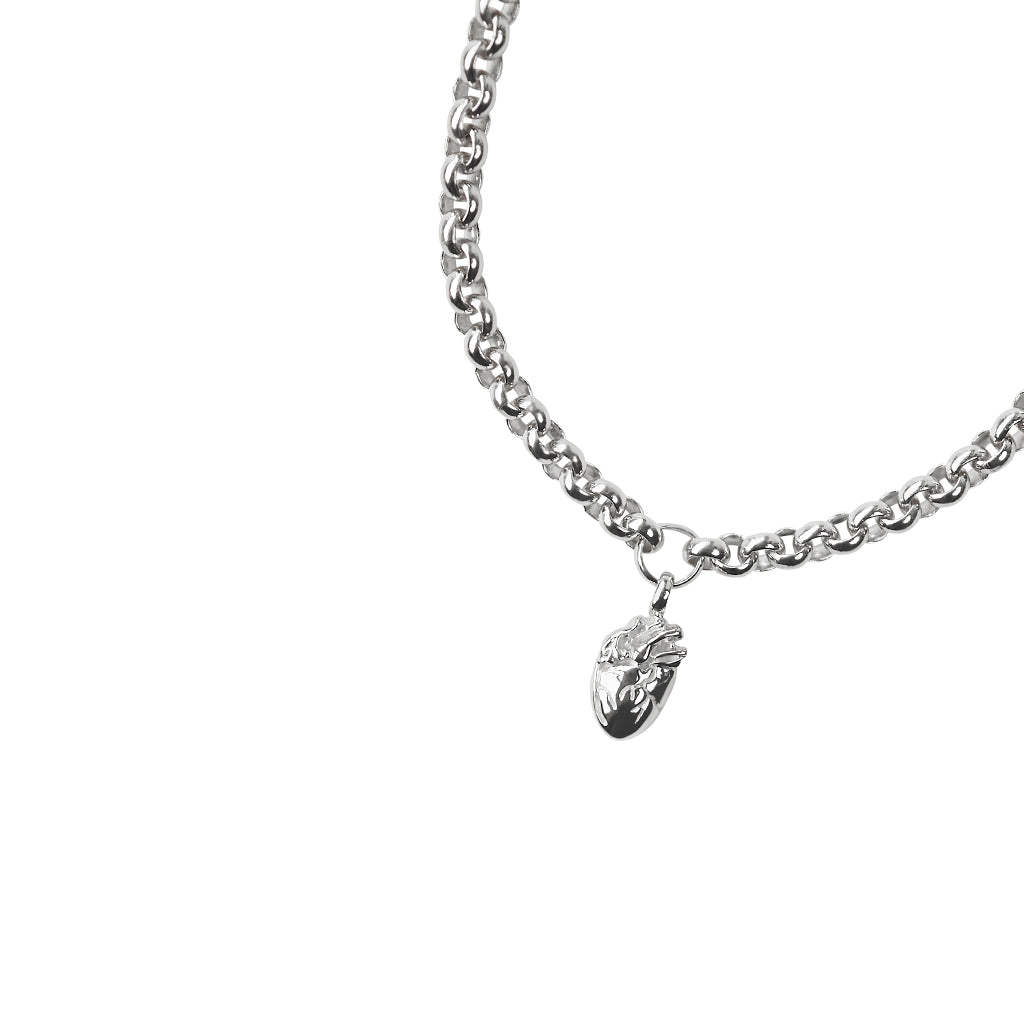 I Carry Your Heart Rollo Chain Bracelet Silver