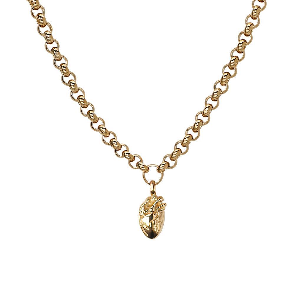 I Carry Your Heart Rollo Chain Necklace 14K Gold Plate