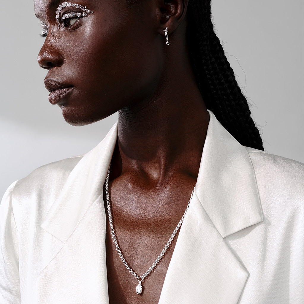 I Carry Your Heart Rollo Chain Necklace Silver