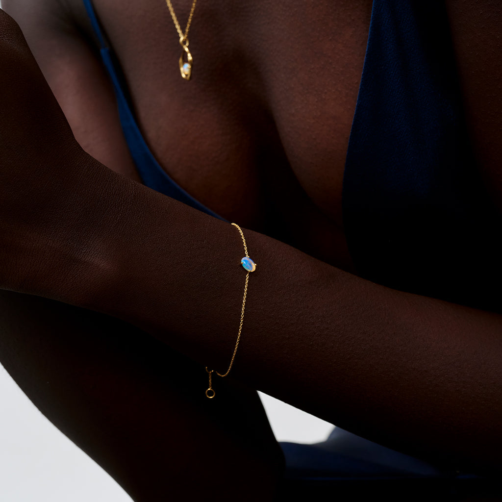 Kaleidoscope Bracelet 14K Gold Plate &amp; Opal