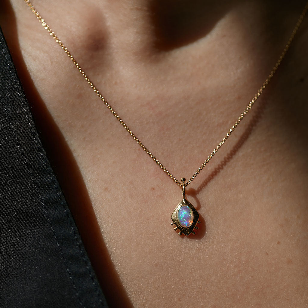 Eye Of The Cosmos Necklace Solid Gold & Australian Opal