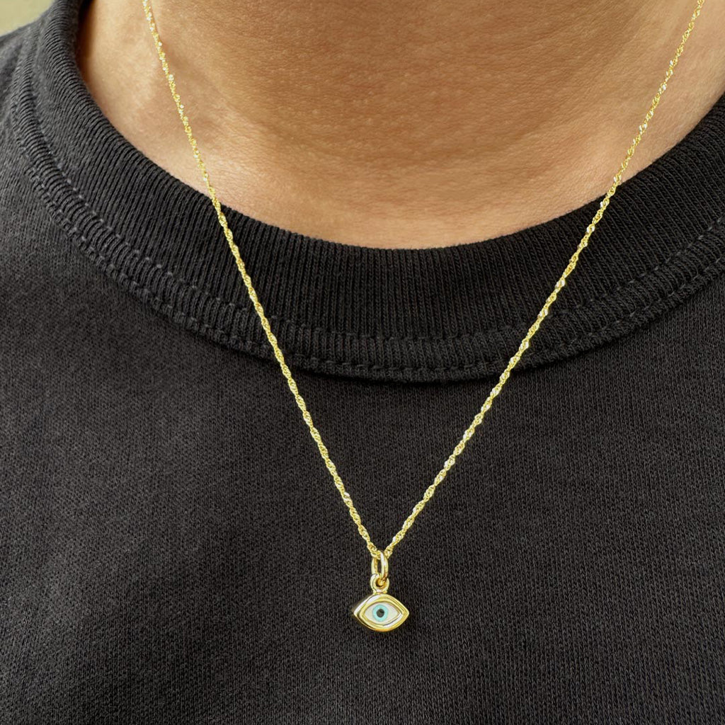 Mati Evil Eye Necklace Solid Gold
