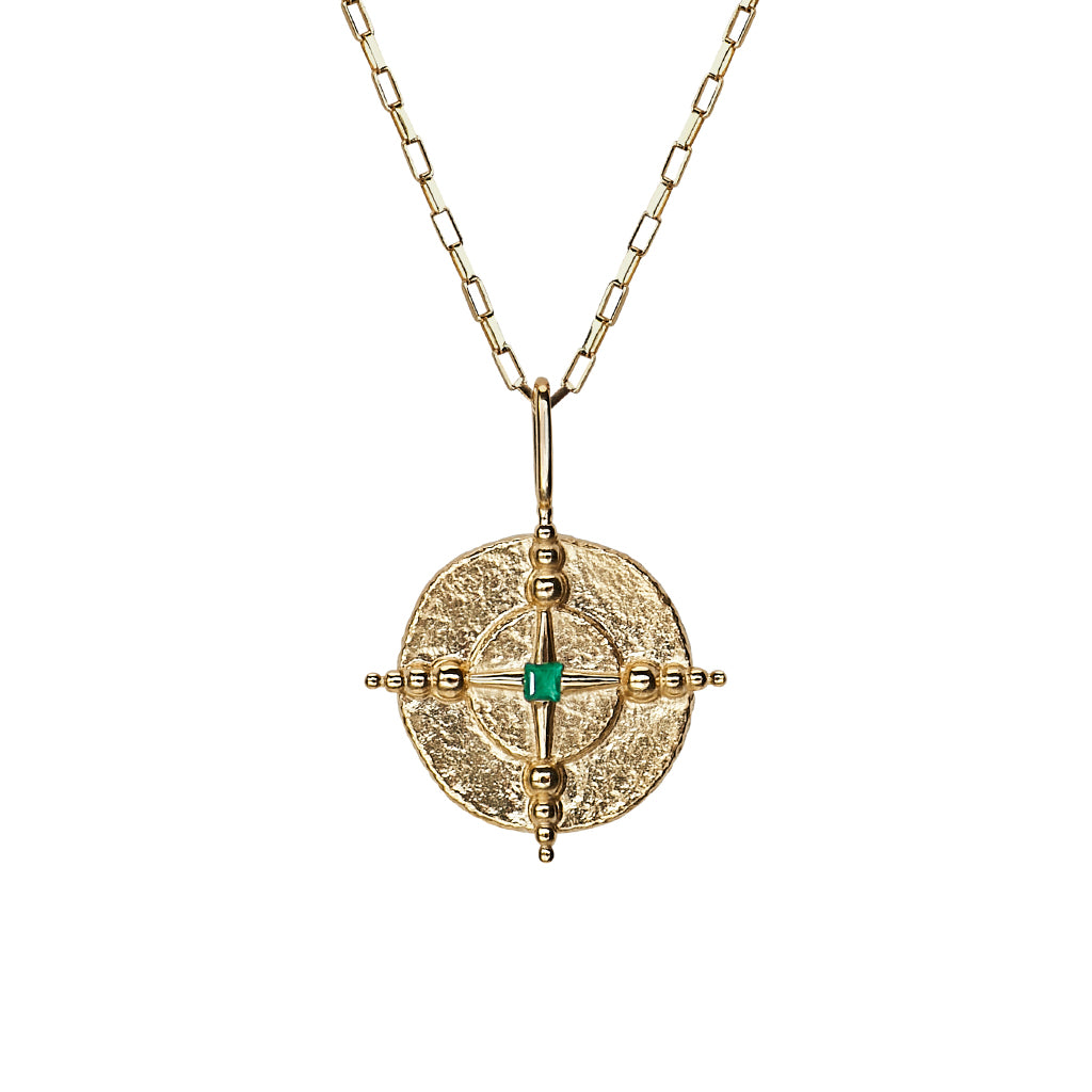 North Star Medallion | Gold &amp; Emerald