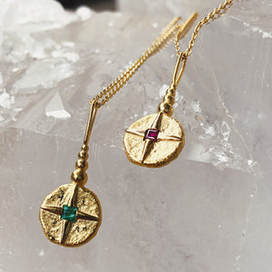 North Star Necklace | Solid Gold & Emerald